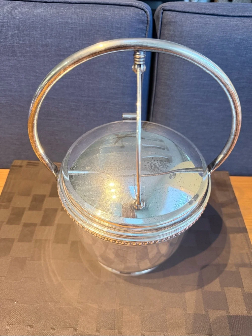 Vintage Mid Century Silver Plate Vacuum Insulated Mechanical Ice Bucket